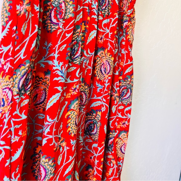 Anthropologie Red Floral Marina Sleep Jumpsuit Romper Medium - Picture 11 of 14